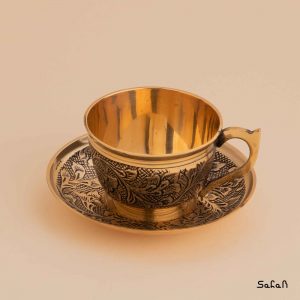 فنجان و نعلبکی برنجی طلایی هندی