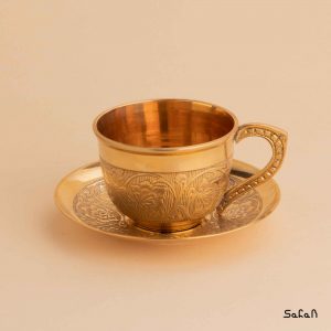 فنجان و نعلبکی برنجی طلایی هندی
