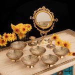 ست هفت سین برنجی طلایی هندی (بدون آیینه و شمعدان)