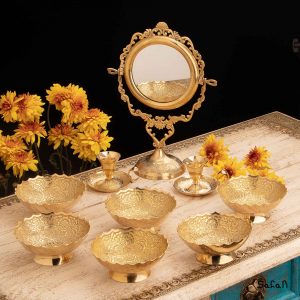 ست هفت سین برنجی طلایی هندی (بدون آیینه و شمعدان)