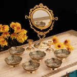 ست هفت سین برنجی میناکاری هندی (بدون آیینه و شمعدان)