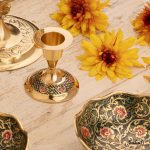 شمعدان برنجی میناکاری هندی