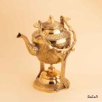 قوری وارمردار برنجی طلایی طرح طاووس هندی