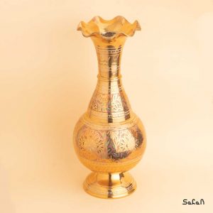 گلدان برنجی قلمزنی طلایی هندی