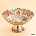 میوه خوری برنجی هندی میناکاری پایه دار دورو