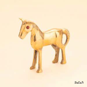 مجسمه برنجی طلایی هندی مدل اسب ساده