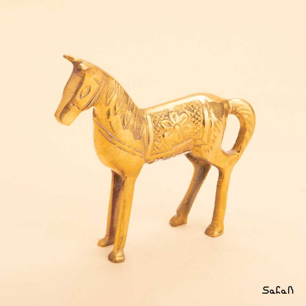 مجسمه برنجی طلایی هندی مدل اسب ایستاده