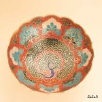 میوه خوری برنجی هندی میناکاری پایه دار دورو