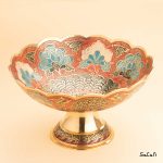 میوه خوری برنجی هندی میناکاری پایه دار دورو