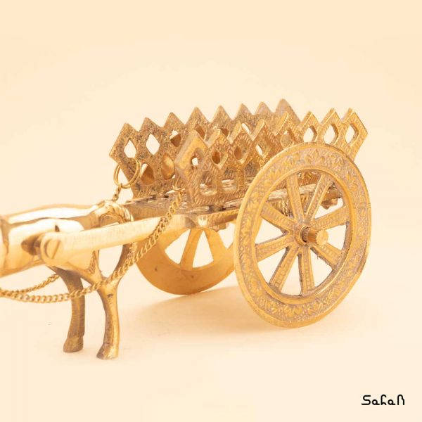 مجسمه برنجی طلایی هندی مدل گاری اسب