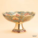 میوه خوری برنجی هندی میناکاری پایه دار دورو