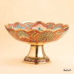میوه خوری برنجی هندی میناکاری پایه دار دورو