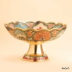 میوه خوری برنجی هندی میناکاری پایه دار دورو