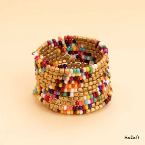 دستبند فنری هندی برنجی منجوق