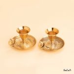 ظرف برنجی هندی شمعدان طلایی