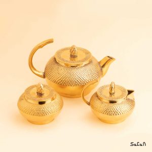 ظرف برنجی هندی ست چایخوری طلایی