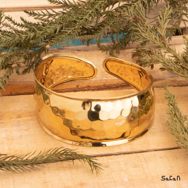 دستبند النگویی هندی برنجی طلایی دست ساز پهن
