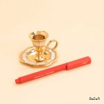 ظرف برنجی و صدفی هندی شمعدان طلایی