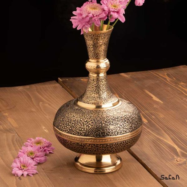 دکوراسیون برنجی هندی گلدان طلایی