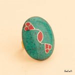 انگشتر بدل بیضی سنگی برنجی فری سایز هندی رنگی