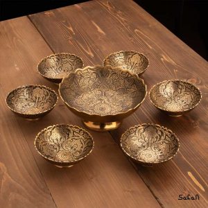 ظروف برنجی هندی پذیرایی طلایی
