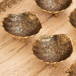 کاسه هفت سین برنجی هندی طلایی سه پایه