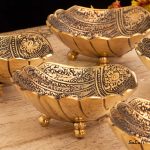کاسه هفت سین برنجی هندی طلایی سه پایه