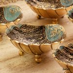 کاسه هفت سین برنجی هندی میناکاری سه پایه