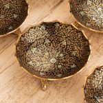 کاسه هفت سین برنجی هندی میناکاری سه پایه
