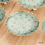 کاسه هفت سین برنجی هندی میناکاری پایه دار