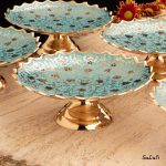 کاسه هفت سین برنجی هندی میناکاری پایه دار