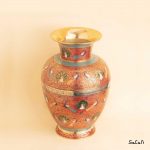 گلدان برنجی میناکاری هندی طرح طاووس