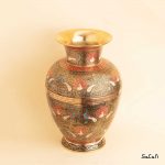 گلدان برنجی میناکاری هندی طرح طاووس