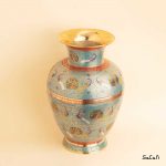 گلدان برنجی میناکاری هندی طرح طاووس