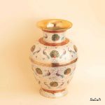 گلدان برنجی میناکاری هندی طرح طاووس