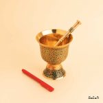 هاون برنجی میناکاری هندی