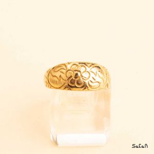 زیورآلات انگشتر برنجی هندی طلایی حلقه ایی دستساز فری سایز کوچک گل