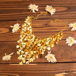 زیورالات گردنبند هندی سینه ریز رو مانتویی آویزی رشته ایی برنجی طلایی نقره ایی دستساز