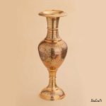 گلدان قلم زنی برنجی طلایی هندی
