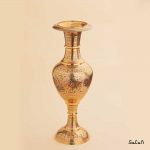 گلدان قلم زنی برنجی طلایی هندی