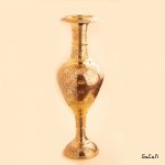 گلدان قلم زنی برنجی طلایی هندی