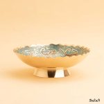 کاسه برنجی هندی طلایی میناکاری