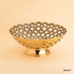 میوه خوری برنجی طلایی انتیک هندی پایه دار