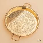 سینی دسته دار برنجی طلایی هندی