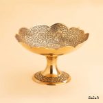 شیرینی خوری برنجی آنتیک هندی پایه دار طلایی