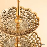 شیرینی خوری برنجی آنتیک هندی سه طبقه مشبک