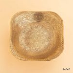 آجیل خوری برنجی آنتیک طلایی هندی پایه دار