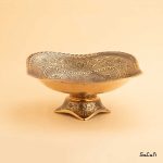 آجیل خوری برنجی آنتیک طلایی هندی پایه دار