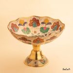 میوه خوری پایه دار برنجی میناکاری دورو