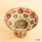 میوه خوری برنجی میناکاری هندی پایه دار دورو